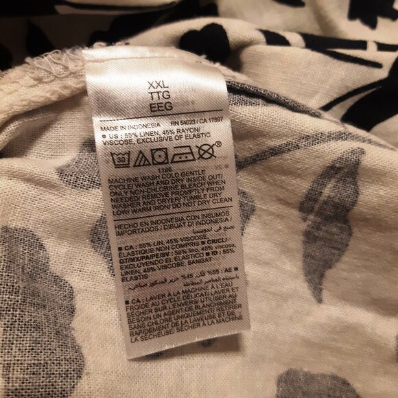 *NWT Old Navy Fit & Flare Tie-Strap Linen-Blend Mini Dress White Navy Floral XXL - Picture 10 of 13